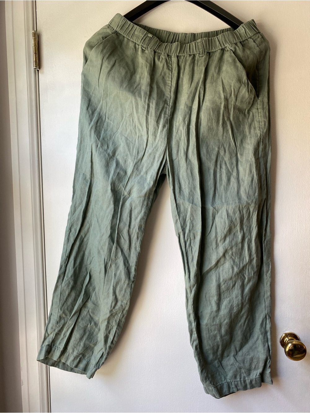 Quince  Green Linen-Blend Elastic Waist Chinos